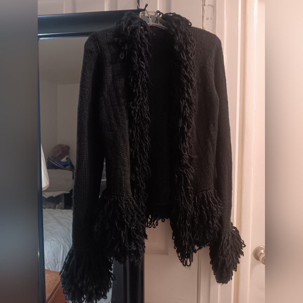 Black Fringe Cardigan